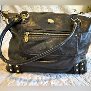 Black Leather Nest Diaper bag/Travel Women Bag